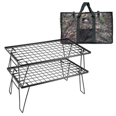 China Lightweight Outdoor Equipment Raising Grill Table Stove Rack Mini Iron Camping Folding BBQ Table Set for sale