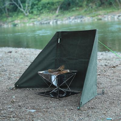 China Outdoor Camping Folding Hiking Burning Canvas Army Curtain Windshield Fabric for sale