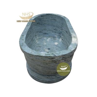 China Free Size Custom Hand Carving Oval Shape Natural Stone Green Marble Bathtub for sale