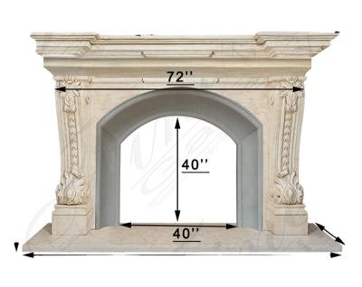 China Traditional Hand Carving Customize Natural Beige Marble Fireplace Mantel Mantel for sale