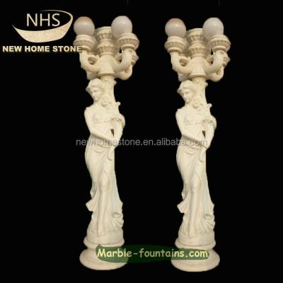 China Garden Light Patio Pillar Solid Stone Pillar Columns With Lights for sale