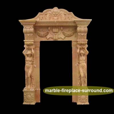 China Handcrafted Marble Statue Girl Door Frame Sex Stone Carving Door Casing for sale