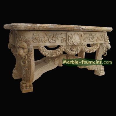 China Modern Simple Synthetic Square Marble Stone Carved Lion Head Table For Sale for sale