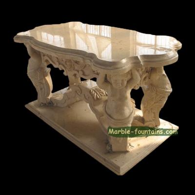 China Modern Simple Indoor Hand Carved Natural Stone Polished Egypt Beige Marble Table for sale