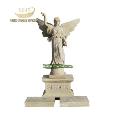 China European White Marble Shock Angel Monument Tombstone Statue for sale