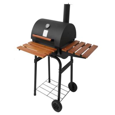 China Easily Assembled Cart Around Cooking Grill BBQ Smoker With Chimney Charcoal Lid BBQ for sale