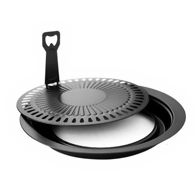 China Easily Cleaned Steak Grill Pan Round Cast Iron Grilled Pan Barbecue Grill Fillet for sale