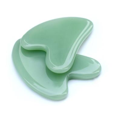 China Green Heart Shaped Material Elegant Aventurine Jade Face Limited Time Goods Massager Guasha Boards for sale