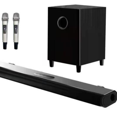 China Wireless System 2.1 Channels BT Karaoke Bar Sound Speaker With Dual Microphones With Wireless Subwoofer for sale