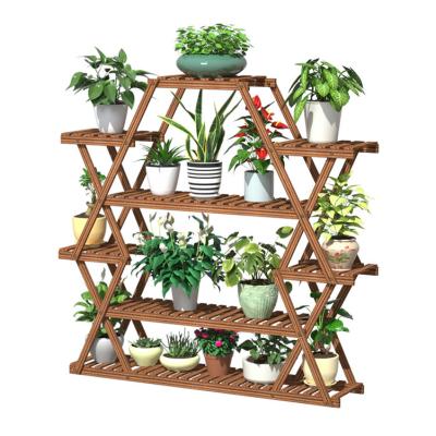 China K&B Modern In Stock Wholesale Modern Multi Layer Fir Plant Stand Solid Wood Tiered Flower Pot Stand for sale