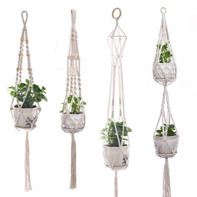 China Wholesale Modern Indoor Adjustable Artificial Garden Plant Hanger Flower Pot Plant Wall Cotton Rope Apperance K&B Hanging Baskets for sale