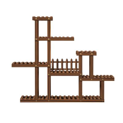 China Modern Multi Tier Adjustable Wooden Plant Rack K&B Flower Stand Cheap Tiered Plant Rack Shelves for sale