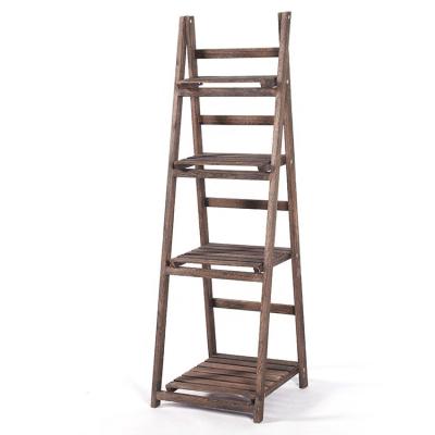 China Wholesale High Quality Wooden American Style Ladder Storage Flower Pot Holder Rack Plant Shelf Rack For Home for sale