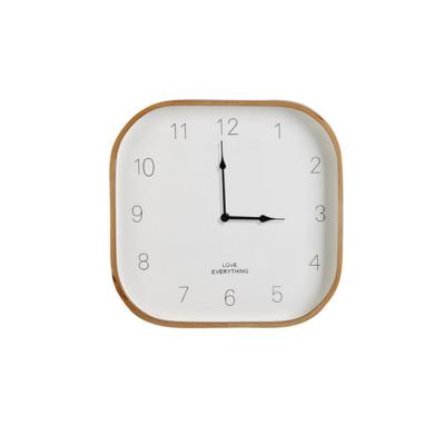 China FILE K&B Rounded Square Wood Frame Clock Home Decor Hanging Basic Wood Wall Clock for sale