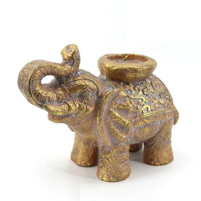 China Gold European High Quality Resin Mini Elephant Shape K&B Style Candle Light Stick Holders Desktop Wedding for sale