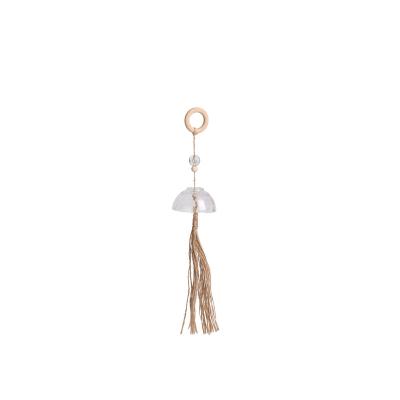 China K&B Modern Natural Wood Accent Natural Wood Hanging Wall Art Woven Rope Wall Accent With Tassel for sale