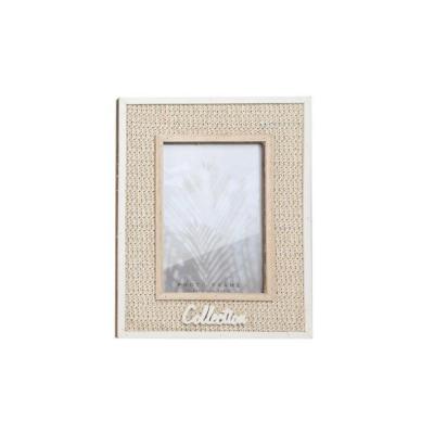 China Morden K&B Rattan Picture Frame Outdoor Wooden Decor Letters Wooden Glass Frame for sale