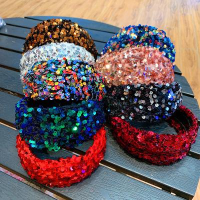 China Fashional Cute Accessories Bling Diamond Hairbands Wholesale Girls Sequin Hairband Headband Lady 2021 Fashion Pretty for sale