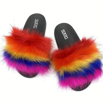 China 2021 Fashion Trend Sale Warm Winter Fuzzy Comfortable Furry House Slippers for Women Ladies Faux Fur Slipper for sale