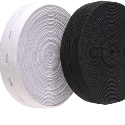 China Elastic Elastic Seam Bands 3/4 inch Flatback Black and White Seam Tapes Spool with Buttonhole for sale