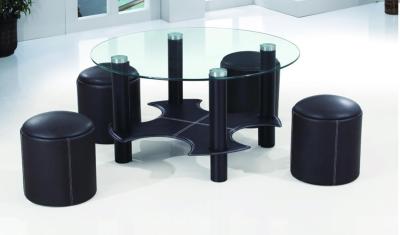 China tempered glass/ powder coating with steel legs tea table A072 for sale