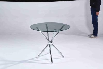 China hot sale glass chrome leg dining table T1705 for sale