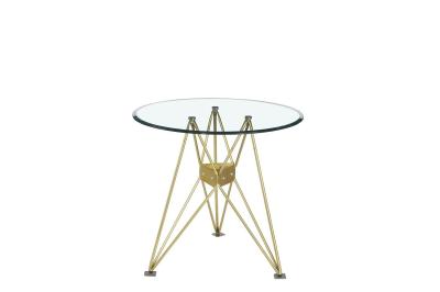 China glass top with metal legs dining table T1904 for sale