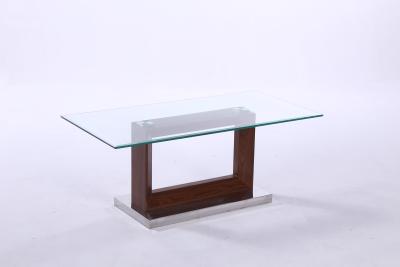 China large hot bending glass coffee table wood legs coffee table center table 658 for sale