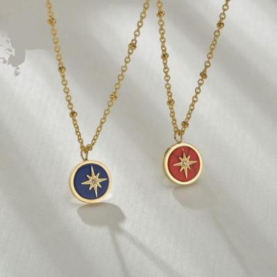 China Vintage Vintage Star Necklace Stainless Steel Natural Stone Pendant 14K Gold Plated Necklace Jewelry Women for sale