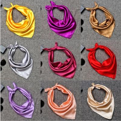 China Color Silk Pure Simple Korean Simple Puffy Scarf Style Satin Bandana 60cm Silk Head Scarf for sale