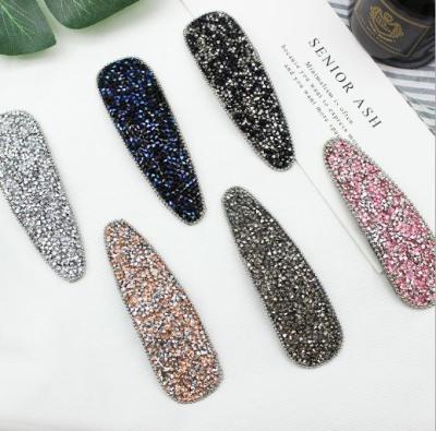 China Rhinestone and Rhinestone Crystal Hair Clip Fashion Triangle Barrette Pin Accessories Korean Bobby Pins Metal Clip for sale