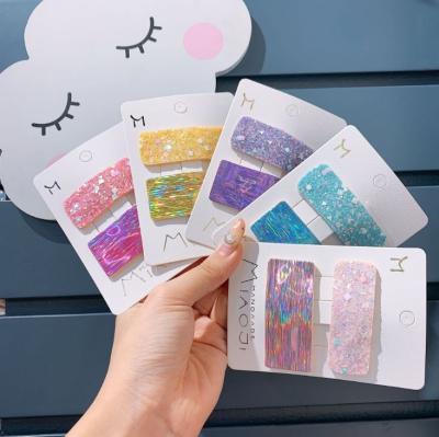 China 5 Styles Hair Clip Korean Girls Accessories Set Rainbow Colored Square Hair Pin for sale