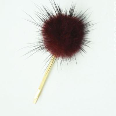 China WOMEN Bobby Pins Cute Fluffy Faux Mink Gold Metal Hair Clip Pin Metal and faux mink hair accessories for sale