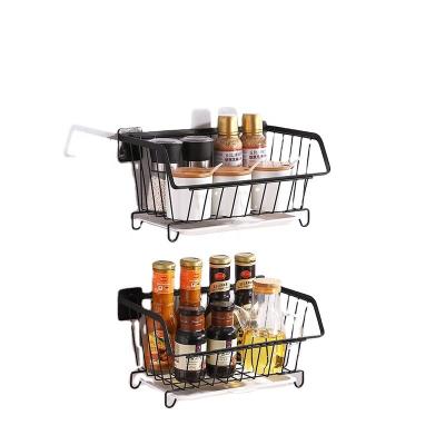 China HOT POPULAR Kitchen Viable Stainless Steel Household Kitchen Hanging Rack Wallmount Fruit Storage Shelf Bathroom Items Storage Hanging Vegetable Basket for sale