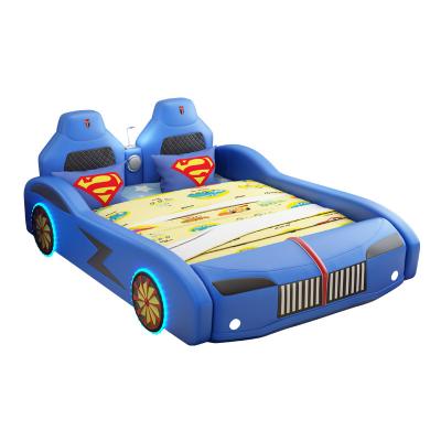 China Xijiayi Modern Children's Bedroom Furniture Race Wooden Leather Car Bed Luxury Modern Children's Beds Car Furniture Kid's Beds for sale