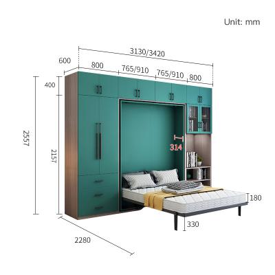 China Modern Multifunctional Folding Sofa Wall Bed Storage Mechanism Furniture Frame Wooden Wall Bed With Desk for sale