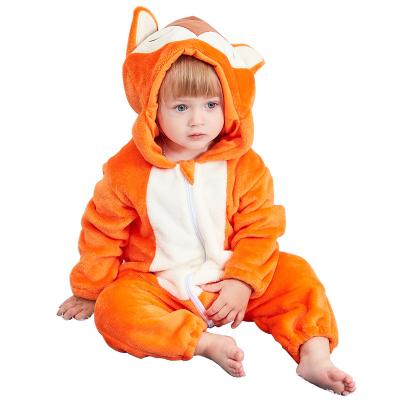 China Long Sleeeves Autumn Winter Wholesale Footless Flano Flannel Long Sleeving Warm Newborn Animal Cartoon Baby Rompers Fur Clothes for sale