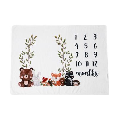 China And American Customized Baby Photography Background Infant Blanket European Style Printing Moon Milestone Newborn Monthly Flannel Fleece Blanket for sale