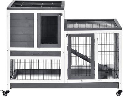 China Outdoor Big Run Hot Sale Pet Cages Hutch Outdoor Chinese Fir Cage Carriers Wooden Rabbit Rabbit House for sale