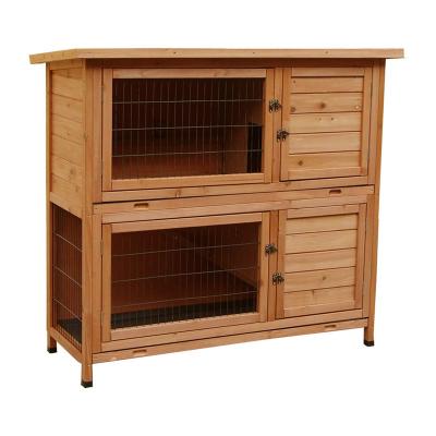 China Wholesale Large Running Double Layer Outdoor Rabbit Cage Wooden Rabbit House For Sale for sale