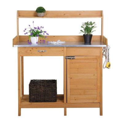 China New Arrival Pastoral Fir Wood Work Benches Home Multi Purpose Creative Garden Flower Shelf Storage Potting Bench With Drawer for sale