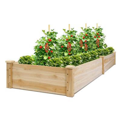 China Hot Sale Pastoral Garden Vegetable Planter Storage Box Outdoor Wooden Raised Solid Wood Plant Bed for sale