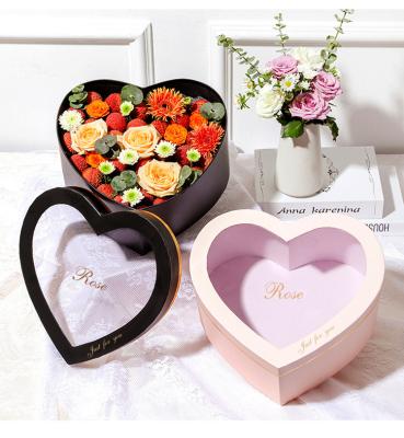 China Recyclable Heart-Shaped Gift Box Transparent Packaging Flower Box For Bouquets for sale