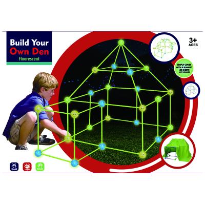 China Help them to develop their hot glowing amazon fort toys fort building kits newest Imagination CREATIVITY DIY.PROMOTE for kids 87pcs with tent for sale