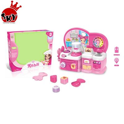 China Eco-friendly Material Pretend Play Kitchen Set Toys For Kids Play Kitchen Set For Girl Children Kitchen Set Toy Pretend Play With Light for sale