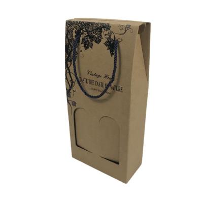 China Factory Direct Wholesale Recyclable Eco Friendly Brown Kraft Corrugated Wine Shipping Paper Packing Box With Window for sale