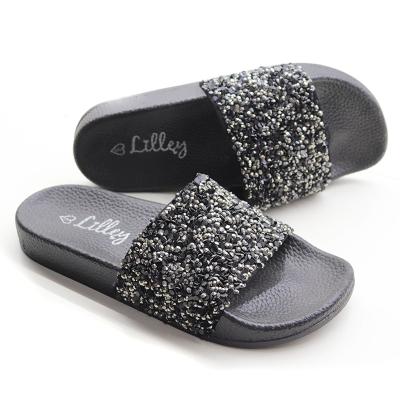 China Cushioning Classic Women's Crossover Design With Shiny Particle EVA Sole Slippers Outdoor Soft Slides Sandals for sale