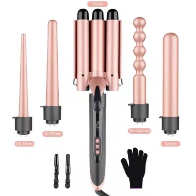 China Multifunctional Hair Wand Molding Fast Heating Curler In All Hair Types 5 In 1 Curling Wand Set With 3 Barrel Hair Crimper For Women for sale