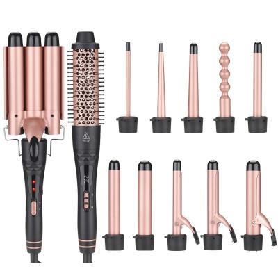 China For Home Use 12 in 1 Magic Hair Curler With Comb Hair Curling Iron With Brush Dual Tension Cheap Hair Curling Wand for sale