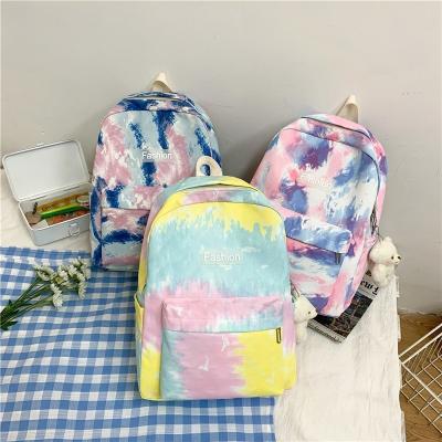 China New Link Waterproof Dye Ladies Backpack Oxford Cloth Female Bag Colorful Star Profile Backpack for sale